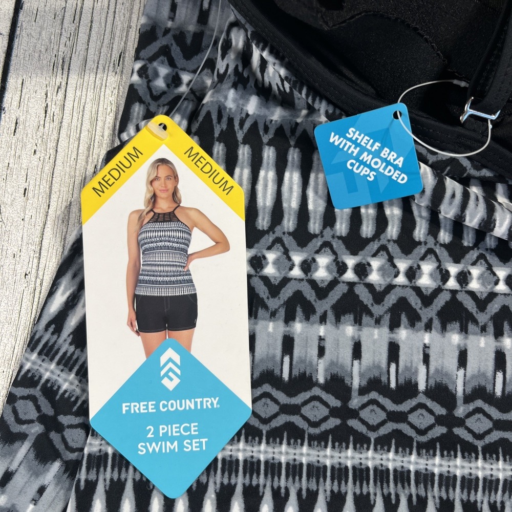 Free Country Tankini Top Women's M Black UPF 50+ Free Shipping - Picture 3 of 4